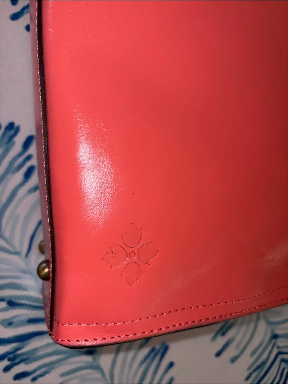 Patricia Nash Coral Red Leather Tote with Detachable Strap